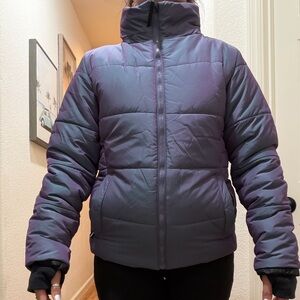 Women's Purple Iridescent Puffer Jacket